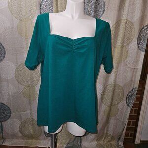NWT Ava & Viv Square-Neck Teal Tee (3X)